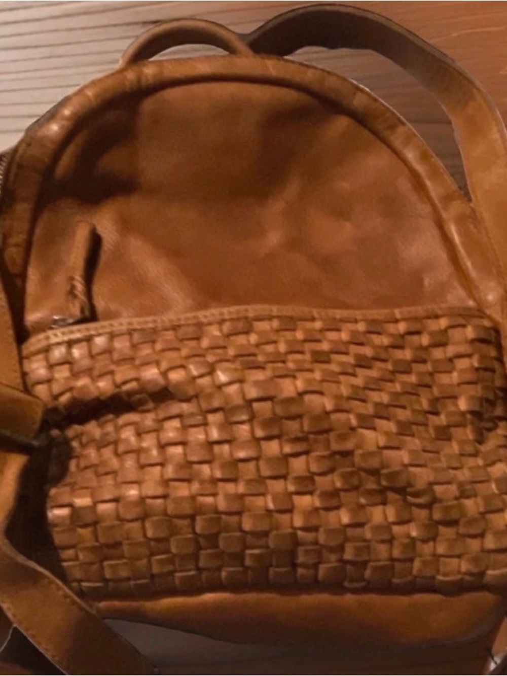 Vilenca Holland Leather Backpack Purse Cognac Brown Boho Anthropologie Style